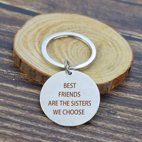 

simple design friends metal keychain engraved words friends are the sisters we choose soul sister bosom friend keyrings for, Silver
