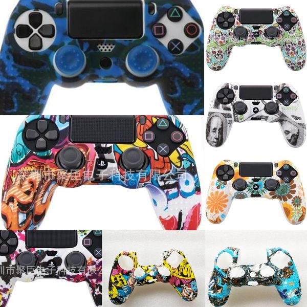 

jl54d cover gamepad case grip silicone protector skin + 2 caps kit for ps4 controller