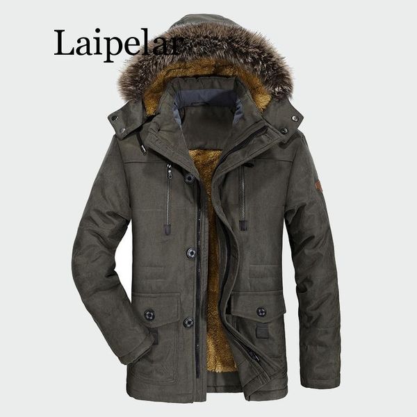 

laipelar winter coats new jacket men plus velvet thickening warm windproof jackets men's casual hooded coat mens brand clothing, Tan;black