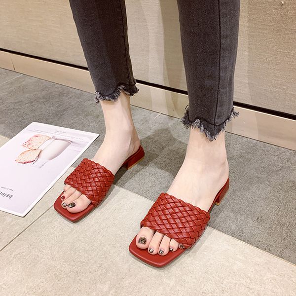 

2020 new women's sandals weave women sandal open toe flat casual slides summer outdoor beach female flip flops, Black