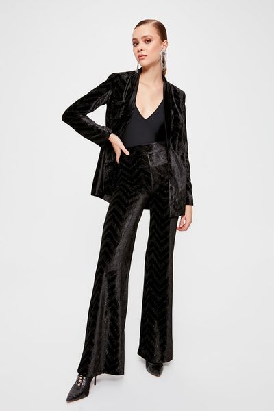 

trendyol luminous velvet pants tpraw20pl0115, Black;white
