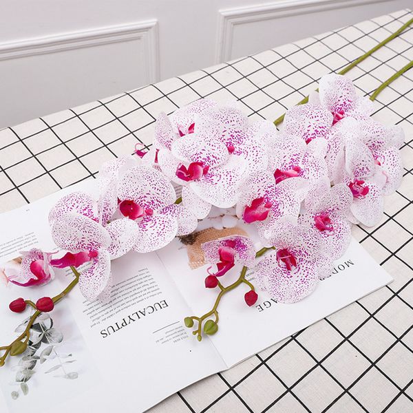 

2pcs/lot new simulation 9-heads phalaenopsis single branch pu artificial flowers decoration home flower wall wedding fake orchid