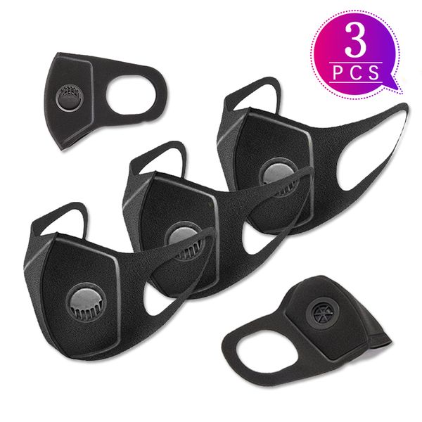 

3pcs from flues health black anti-dust earloop breathable anti-pollution mask