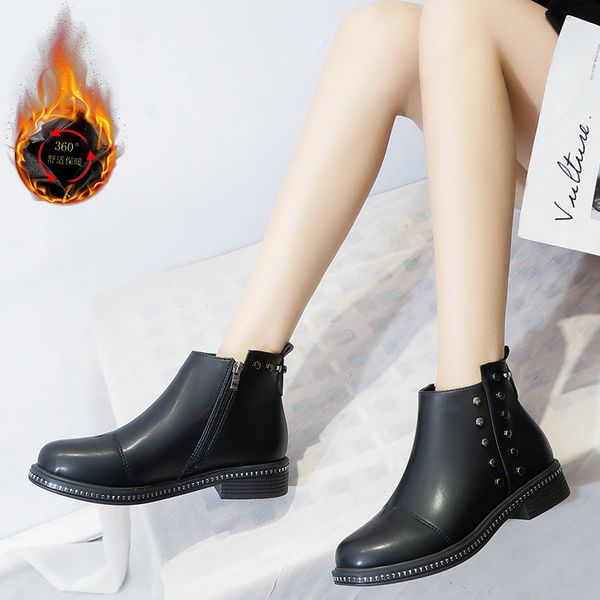 

2020 winter boots women platform middle tube boots women's fashion casual street style winter black shoes tenis feminino u11-83