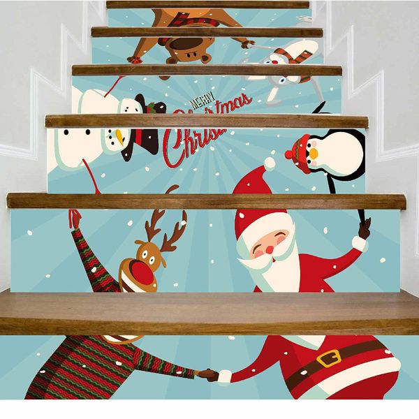 

kakuder wall sticker lovely christmas tree snowman stair sticker festival santa claus home decoration adesivo de parede 2019 new