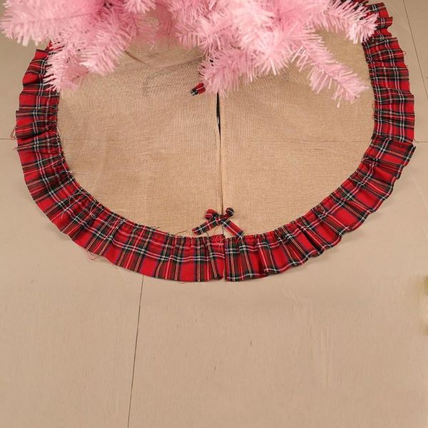 Gonne per albero di Natale Bowknot Patchwork Home Pad Reticoli rossi Ornamento di lino Forniture per festival Decorazione Vendita calda 26 5zt hh