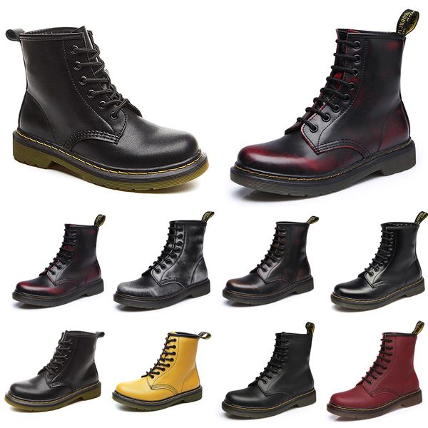 

high-non-brand designer men women martin boots ankle knee wipe wine red paint black white brown men motorcycle boots 35-44 style 2