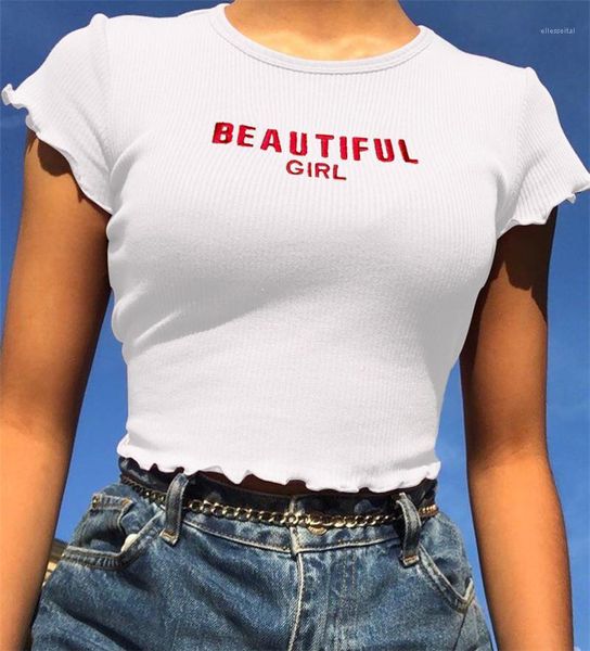

одежда crew neck письмо отпечатано женщин дизайнер crop top casual женщин конструктора футболка подростковая суточная, White