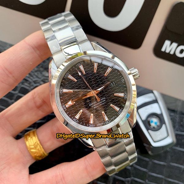 

high-quality aqua terra 150m 231.10.42.21.01.006 black dial 8500 automatic mens watch 316l steel case steel band sport watches, Slivery;brown