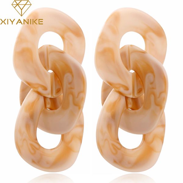 

xiyanike new trendy acrylic jewelry exaggerated geometric earrings for women vintage big resin long drop earrings brincos e181, Silver