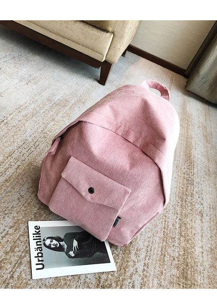 

2019 new schoolbag female student japanese solid color candy corduroy small house backpack simple art fresh bag