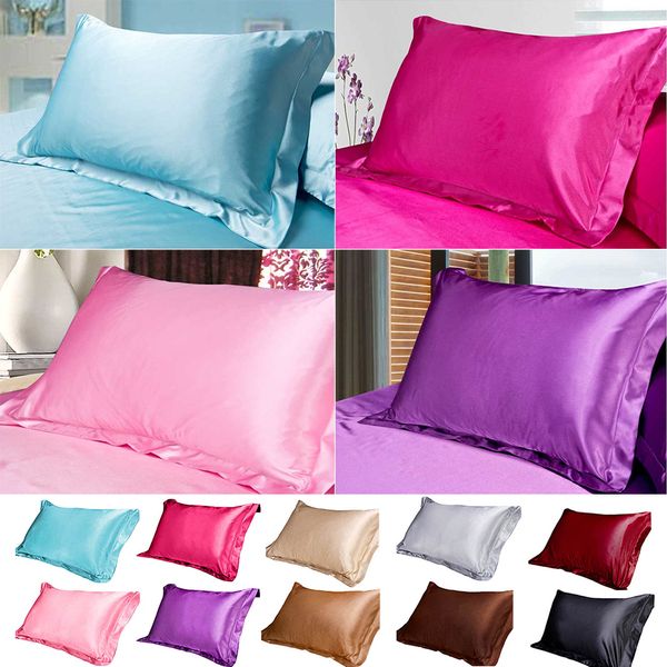 

30 48x74cm pure emulation silk satin pillowcase comfortable pillow cover pillowcase for bed throw single pillow covers case