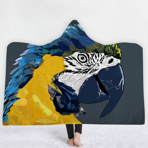 

softbatfy watercolor tempera bird and dinosaur hooded blanket fleece throw blanket dropshipping