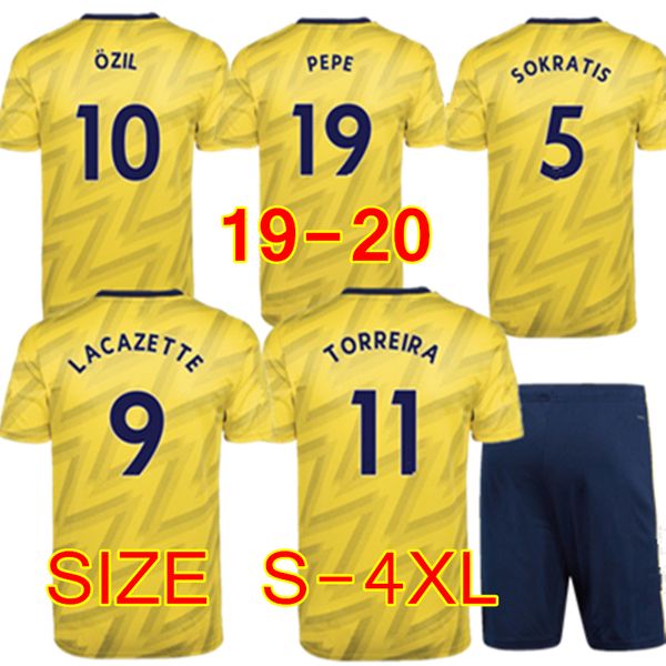 

pepe soccer jerseys kit 19 20 guendouzi bellerin lacazette xhaka torreira iwobi d.ceballos football shirts plus size s-4xl, Black;yellow