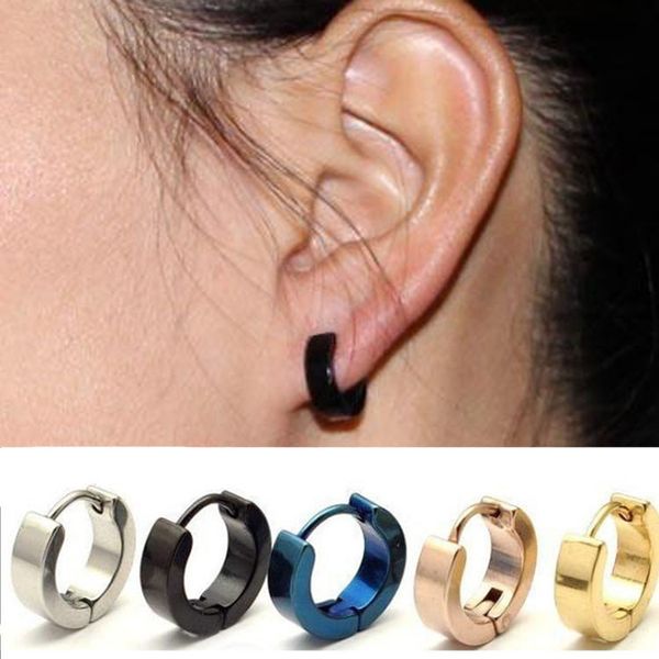 

stud earrings wholesale mens cool stainless steel ear studs hoop earrings black blue silver gold channel earrings party favor dhl wx9-1414