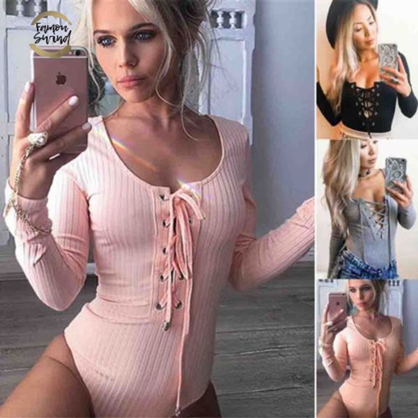 

women bodysuit ladies long sleeve jumpsuit bodysuit stretch leotard romper women clothings size s to xl, Black;white