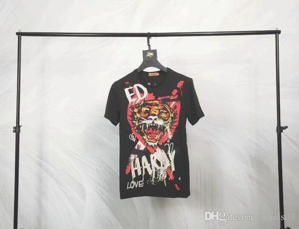 

men's designer t-shirt colorful tiger head personality love sweatshirt trend fashion trend round neck pp men's clothing, White;black