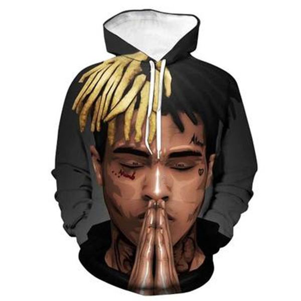 

3d xxxtentacion hoodies men women casual pullover streetwear sweatshirt mens sweatshirts harajuku male hip hop street clothes, Black