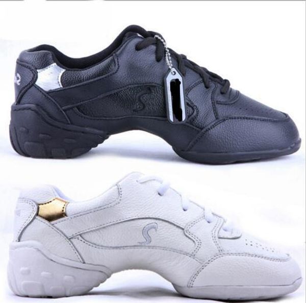 

professional women dance shoes sneakers ladies leather square line dance shoes white black modern jazz
