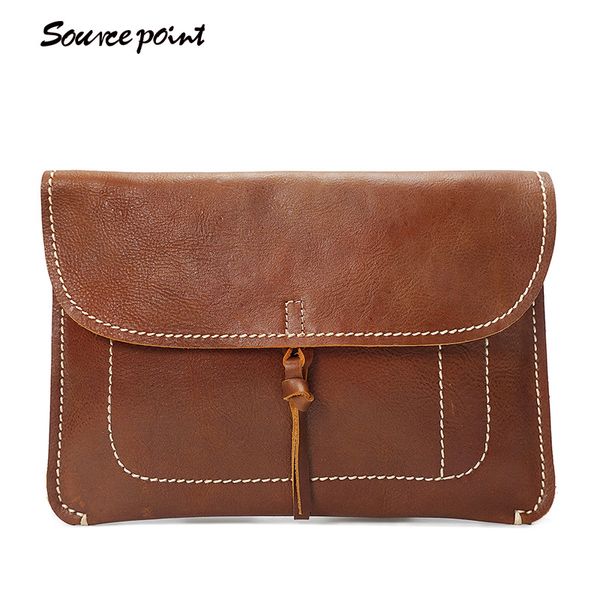 

men's hand bag hand leather retro fashion ultra-thin folder bag men's and women's bags new