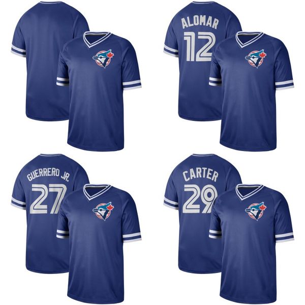 

Mens Toronto 27 Vladimir Guerrero Jr 29 Joe Carter 12 Roberto Alomar 14 Justin Smoak 55 Russell Martin Blue Jays Baseball Jerseys S-XXXL