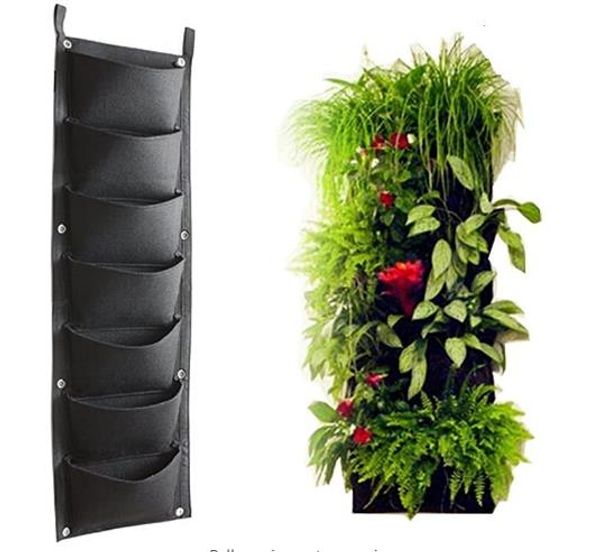 Fioriera verticale in feltro da giardino con 7 tasche Miglior design per la crescita delle piante Vasi sospesi traspiranti per grandi spazi Decorazione per la casa dell'ufficio del giardino