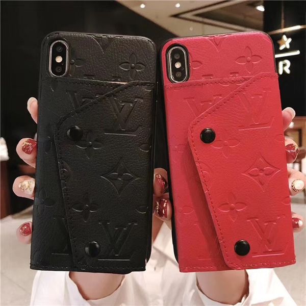 

vegan folio leather wallet pouch cover 6 card slots banknote purse bracket holster phone shell for iphone 11 pro xs max xr 8