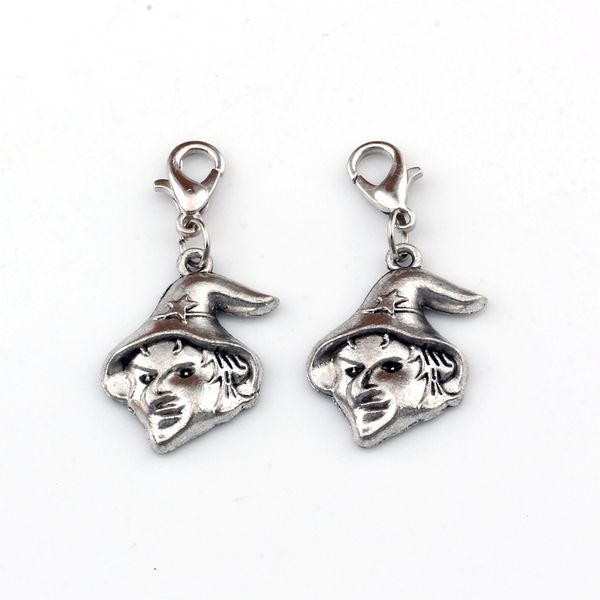 

100pcs/lots antique silver *ugly witch* floating lobster clasps charm beads fit charm bracelet diy jewelry 16.5x37mm a-445b, Bronze;silver