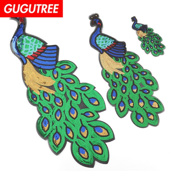 

gugutree вышивки патчи большого павлина патч животных значки аппликация пластыри для одежды дк-29, Black