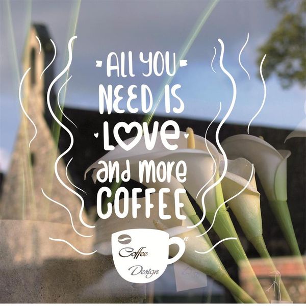 Coffe Cup Window Glass Logo Decals Tea Time Store Wall Stickers
