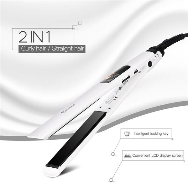 

professional dual use hair styling machine hair curler household straightening iron hairdresser with lcd temperature display 0, Black