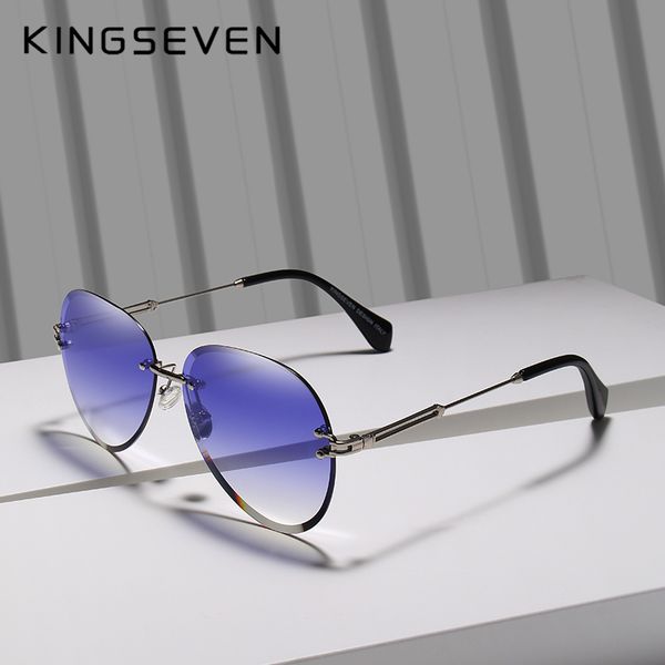 

kingseven design retro women rimless pilot sunglasses rimless colorful gradient lens uv400 protection shades oculo n802, White;black
