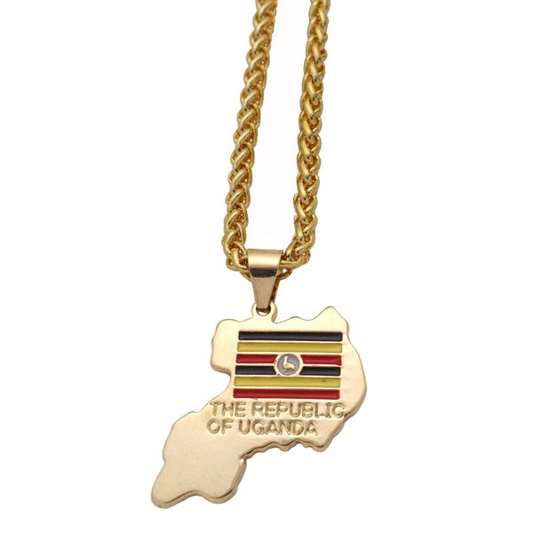 

the republic of uganda national flag pendant necklace , country map jewelry accept drop11, Silver