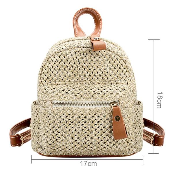 

straw backpack women chain mini shoulder bag weave hollow beach satchel schoolbag fashion messager bag