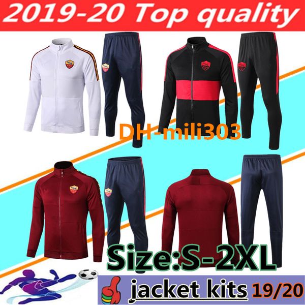 

2019 2020 roma soccer jacket tracksuit chaqueta de fÃºtebol 19 20 zaniolo totti rossi dziko football jackets training suit sportswear set, Black;white