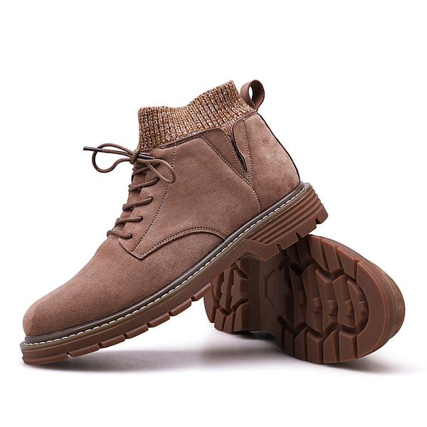 

высокое качество vintage men boots замша western комфортная ботильоны мужчины водонепроницаемые зима работа повседневная мужская обувь кросс, Black
