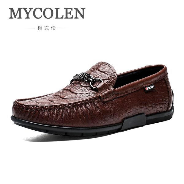 

mycolen loafers men casual genuine leather shoes men slip on driving shoes soft tide mocassins zapato hombre, Black