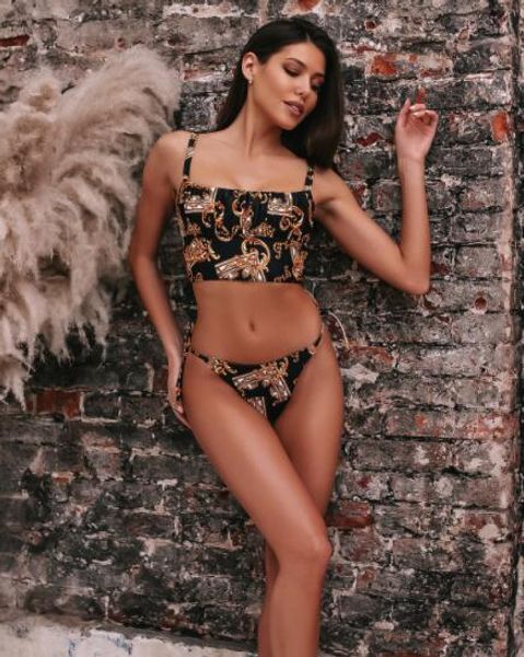 

bikinis set leopard high waist print hanging neck snake fringe v-neck joint swimwear women's split swimwear yakuda dropping accepted
