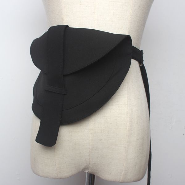 

2019 double face suit fabric waist packs for women black paris style waist belt with bags elegant ladies phone purse fanny packs