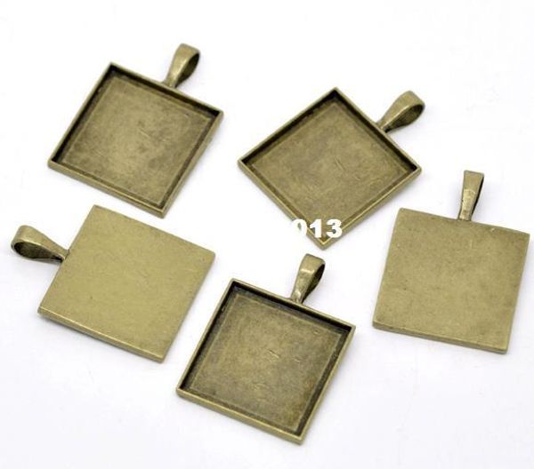 

10pcs antique bronze cameo frame square settings pendants 38x27mm(fit 25x25mm) jewelry findings wholesale