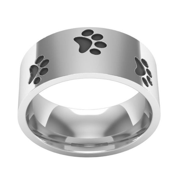 

wlj0503 pet paws laser cool men stainless steel ring fashing rings for animal lovers, Silver