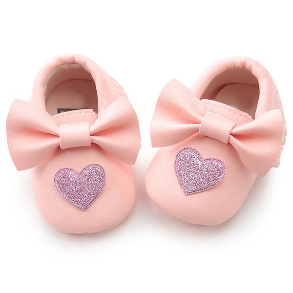 

baby shoes girls sequins bowknot heart-shaped fashion toddler pu leather first walkers kid hard rubber sole casual crib shoes