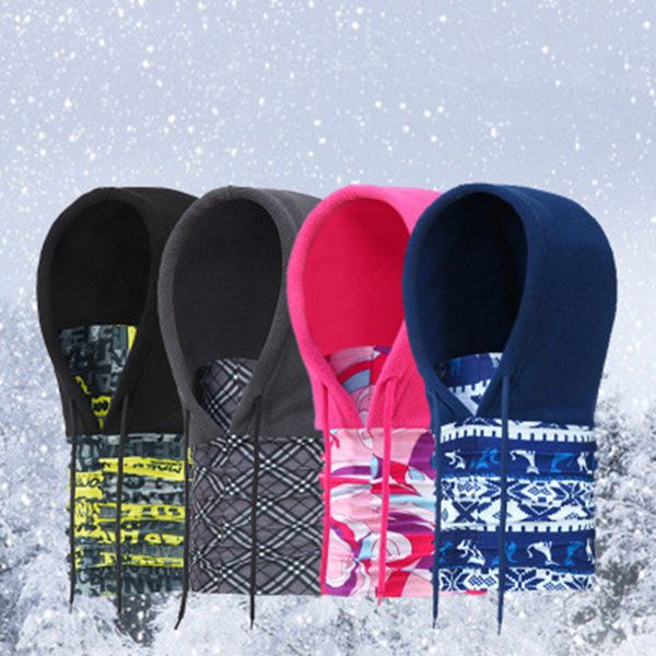 

thicken fleece hat multi function winter keep warm with drawstring headgear windproof anti static soft ski cap zza910, Blue;gray