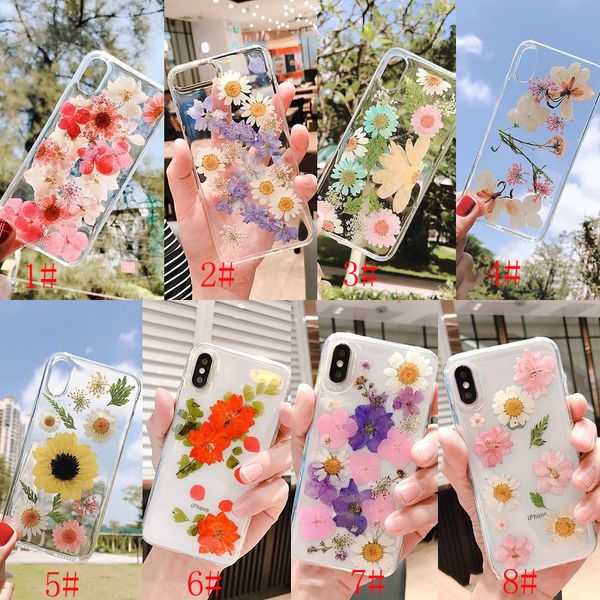 

dried real flowers transparent soft tpu cover for coque iphone 6 6s plus for iphone 7 7 plus 8 8 plus x xr xs max phone