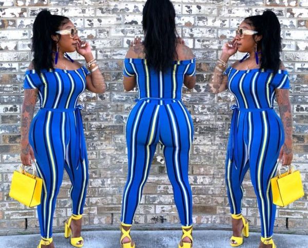 

casual women summer clothes women two piece outfits fashion striped printed off shouolder two piece sets, Gray