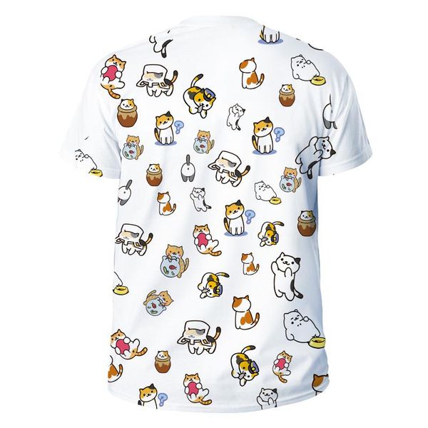 

2019 new style neko atsume cat models europe and america fashion short sleeve 3dt t-shirt, White;black