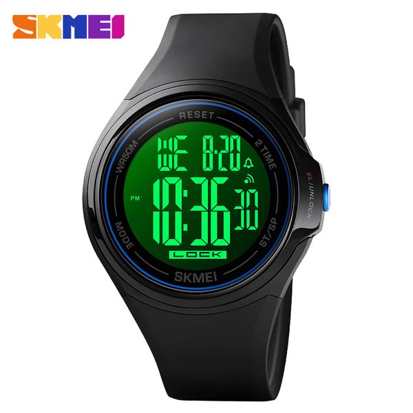 

skmei fashion men digital watch calendar luminous count down 5bar waterproof sports wristwatches relojes hombre 2019 men's watch, Slivery;brown