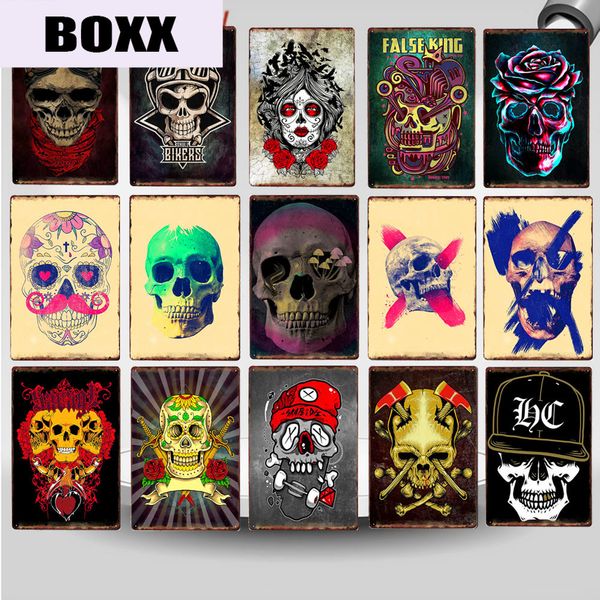 

sugar skull metal tin sign mexican style vintage tattoo parlors shop iron painting decor party home bar wall art posters wy74