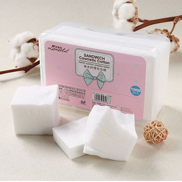 

lameila 1000pcs makeup cotton pads makeup facial soft cut cotton pads cosmetic remover wipes puff square organic wipes nail pads