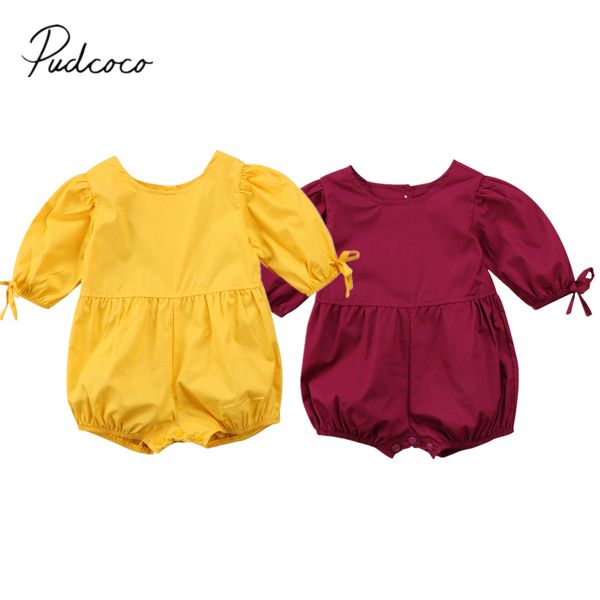 

2019 brand new newborn toddler infant baby boy girl solid romper jumpsuit playsuit party clothes outfit costume 0-24m